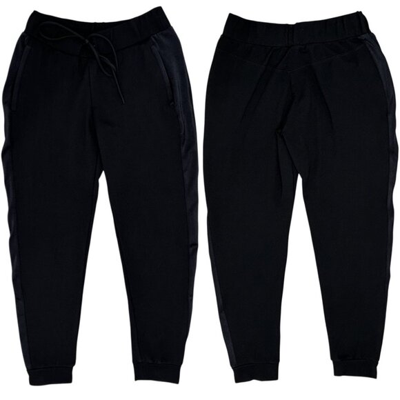 Live The Process Satin Tuxedo Stripe Ponte Jogger Luxury Loungewear Pant Black - Picture 1 of 16